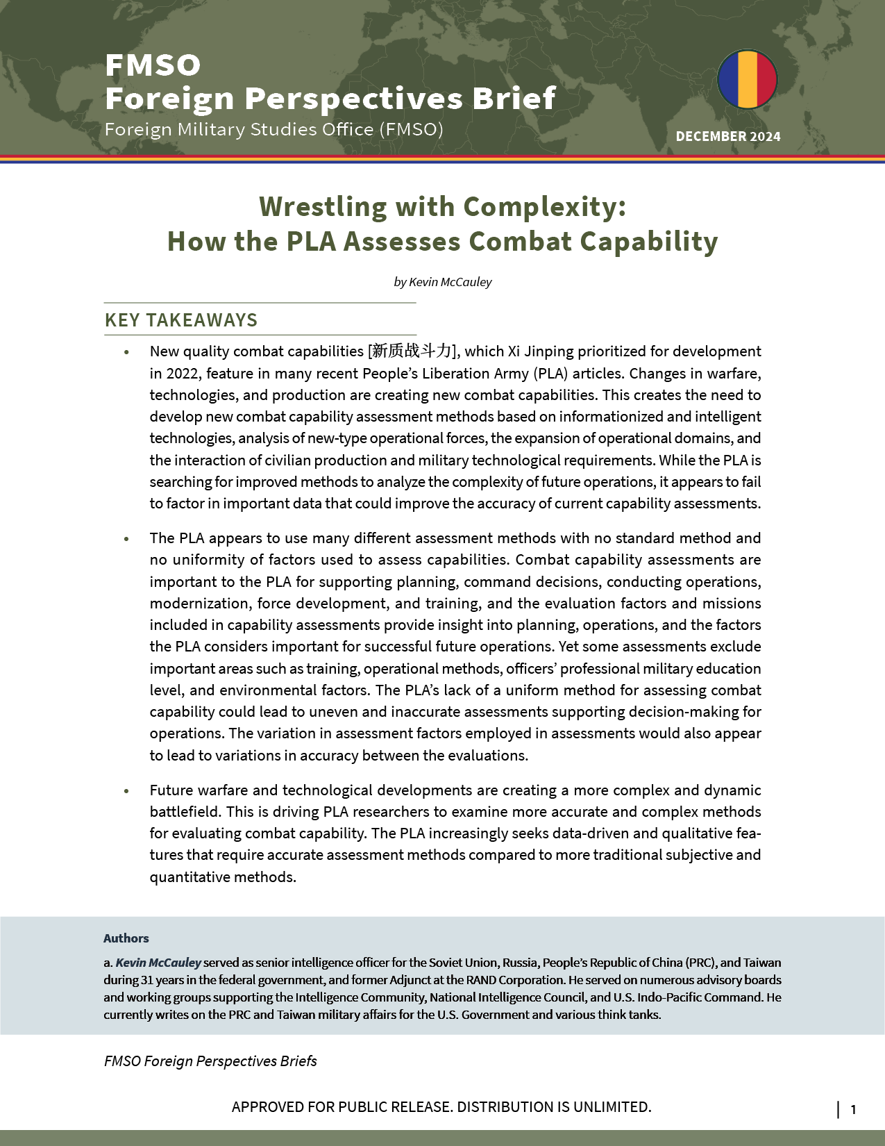 Wrestling with Complexity: How the PLA Assesses Combat Capability (Kevin McCauley) (December 2024).